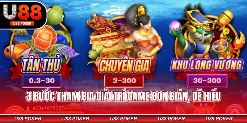 Bắn Cá Long Vương U88 - Chơi Game Vui, Nhận Thưởng Nhanh 3 bước tham gia giải trí game đơn giản, dễ hiểu